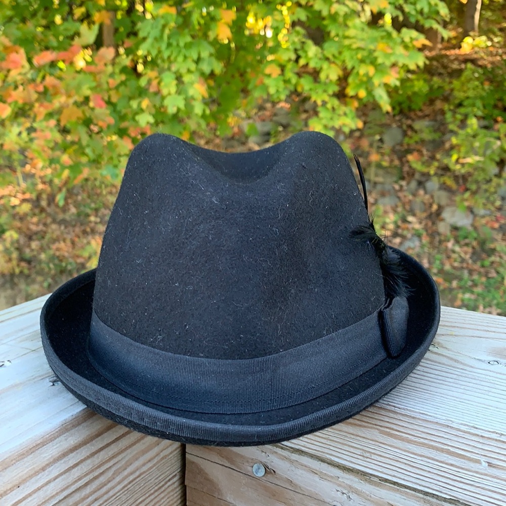 Forever 21 black fedora with black band w/ bow and black feathers